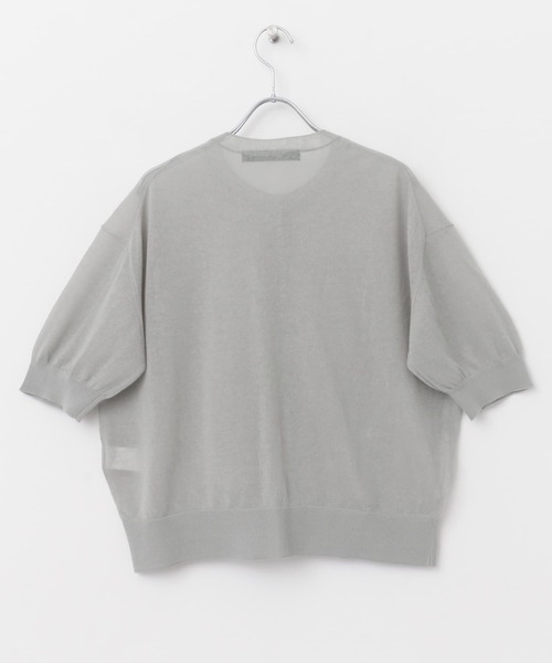 mizuiroind（ミズイロインド）の「mizuiro ind　HG crew neck half sleeve cardigan（カーディガン/ボレロ・レディース・ライトグレー/ブラック・FREE）」の7枚目の写真