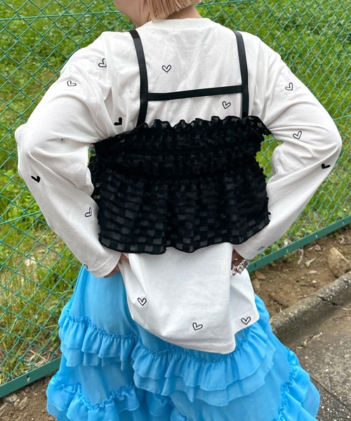 Alley by w closet（アリーバイダブルクローゼット）の「【Alley】ハート刺繍クルーネックロンT（Tシャツ/カットソー・レディース・レッド系その他/ホワイト×ブラック・FREE）」の10枚目の写真