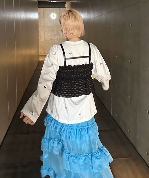 Alley by w closet（アリーバイダブルクローゼット）の「【Alley】ハート刺繍クルーネックロンT（Tシャツ/カットソー・レディース・レッド系その他/ホワイト×ブラック・FREE）」の12枚目の写真