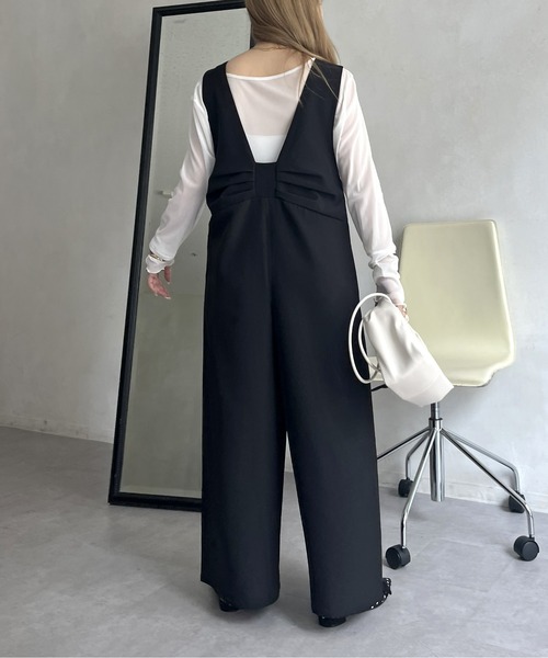 prose verse（プロズヴェール）の「バックリボンポケットパールオールインワン（つなぎ/オールインワン・レディース・ブラック・MEDIUM/MT）」の6枚目の写真