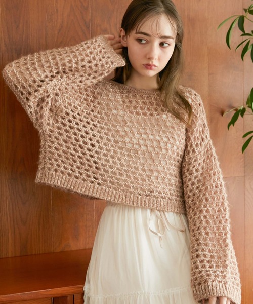 archives（アルシーヴ）の「２ｗａｙテープヤーンメッシュニット（ニット/セーター・レディース・チャコールグレー/ピンクベージュ/アイボリー/グリーン/グレー・MEDIUM）」の18枚目の写真