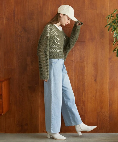 archives（アルシーヴ）の「２ｗａｙテープヤーンメッシュニット（ニット/セーター・レディース・チャコールグレー/ピンクベージュ/アイボリー/グリーン/グレー・MEDIUM）」の15枚目の写真