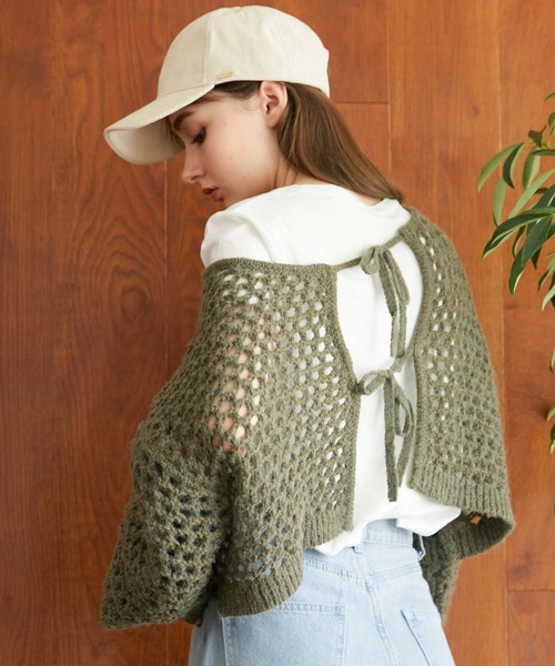 archives（アルシーヴ）の「２ｗａｙテープヤーンメッシュニット（ニット/セーター・レディース・チャコールグレー/ピンクベージュ/アイボリー/グリーン/グレー・MEDIUM）」の13枚目の写真