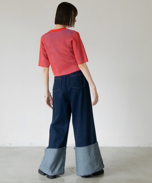 VACANCY(ヴァカンシー)の「ロールアップストレートデニムパンツ(デニムパンツ・レディース・ダークインディゴブルー/ブラック・SMALL/MEDIUM/LARGE)」の13枚目の写真