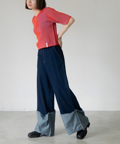 VACANCY(ヴァカンシー)の「ロールアップストレートデニムパンツ(デニムパンツ・レディース・ダークインディゴブルー/ブラック・SMALL/MEDIUM/LARGE)」の11枚目の写真