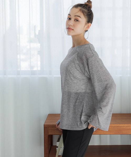 coca（coca）（コカ）の「ランダムリブシースルーカットソー（Tシャツ/カットソー・レディース・グレー/ブラック・M/L）」の5枚目の写真