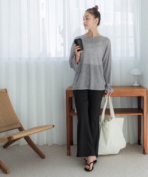 coca（coca）（コカ）の「ランダムリブシースルーカットソー（Tシャツ/カットソー・レディース・グレー/ブラック・M/L）」の6枚目の写真