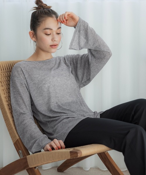 coca（coca）（コカ）の「ランダムリブシースルーカットソー（Tシャツ/カットソー・レディース・グレー/ブラック・M/L）」の7枚目の写真
