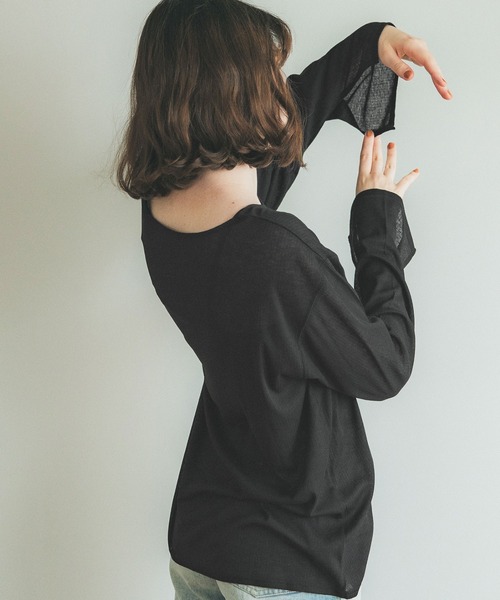 coca（coca）（コカ）の「ランダムリブシースルーカットソー（Tシャツ/カットソー・レディース・グレー/ブラック・M/L）」の11枚目の写真