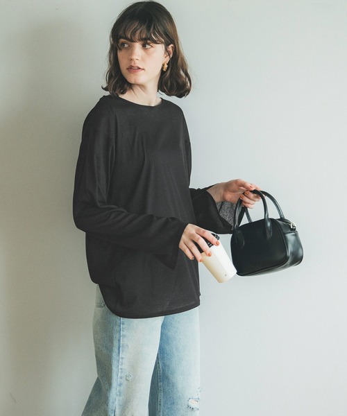 coca（coca）（コカ）の「ランダムリブシースルーカットソー（Tシャツ/カットソー・レディース・グレー/ブラック・M/L）」の12枚目の写真