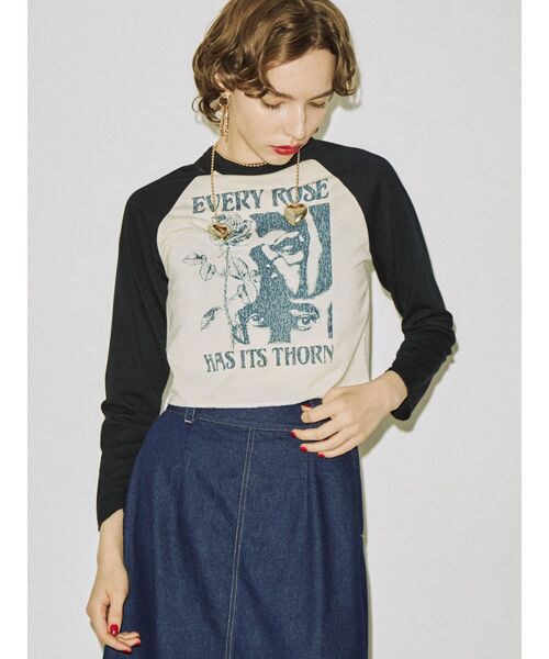 jouetie（ジュエティ）の「ラグランフィットカットソー【ラグランロンT】（Tシャツ/カットソー・レディース・オフホワイト/イエロー/グレー・MEDIUM）」の9枚目の写真