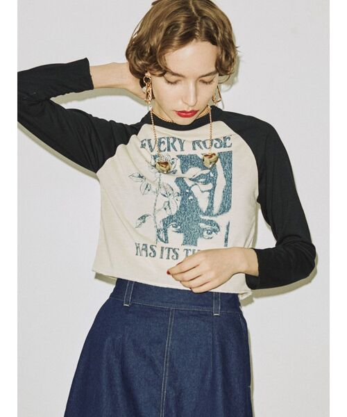 jouetie（ジュエティ）の「ラグランフィットカットソー【ラグランロンT】（Tシャツ/カットソー・レディース・オフホワイト/イエロー/グレー・MEDIUM）」の10枚目の写真