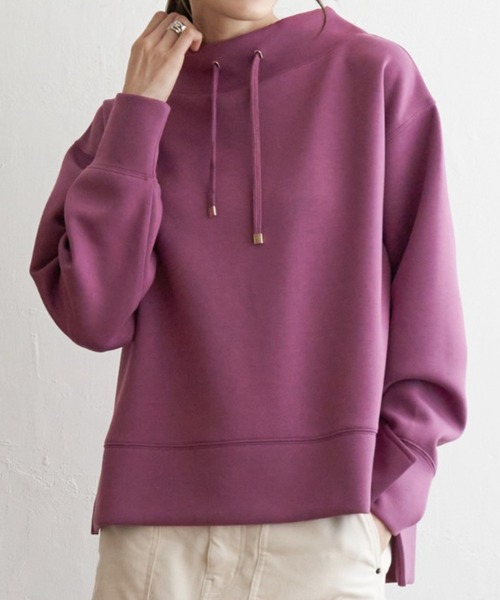 ikka（イッカ）の「【セットアップ対応／親子コーデ】GOKU楽ダンボールニットスピンドルプルオーバー（スウェット・レディース・ベージュ/モカ/ダークグリーン/ピンク/ブラック/スカイブルー・M/S/L）」の6枚目の写真