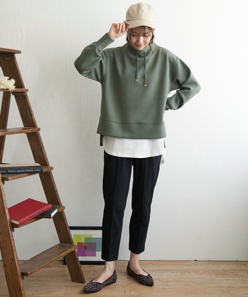 ikka（イッカ）の「【セットアップ対応／親子コーデ】GOKU楽ダンボールニットスピンドルプルオーバー（スウェット・レディース・ベージュ/モカ/ダークグリーン/ピンク/ブラック/スカイブルー・M/S/L）」の13枚目の写真