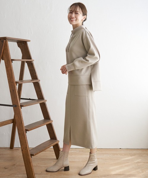 ikka（イッカ）の「【セットアップ対応／親子コーデ】GOKU楽ダンボールニットスピンドルプルオーバー（スウェット・レディース・ベージュ/モカ/ダークグリーン/ピンク/ブラック/スカイブルー・M/S/L）」の21枚目の写真