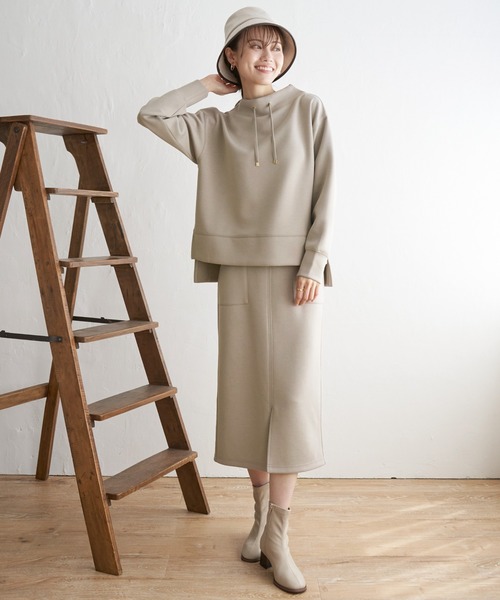 ikka（イッカ）の「【セットアップ対応／親子コーデ】GOKU楽ダンボールニットスピンドルプルオーバー（スウェット・レディース・ベージュ/モカ/ダークグリーン/ピンク/ブラック/スカイブルー・M/S/L）」の22枚目の写真