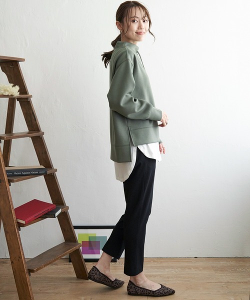 ikka（イッカ）の「【セットアップ対応／親子コーデ】GOKU楽ダンボールニットスピンドルプルオーバー（スウェット・レディース・ベージュ/モカ/ダークグリーン/ピンク/ブラック/スカイブルー・M/S/L）」の12枚目の写真