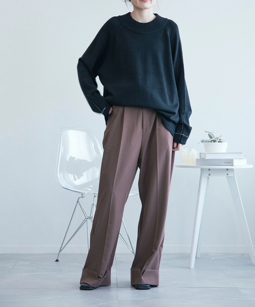 aimoha(アイモハ)の「aimoha men スリーブ十字ステッチオーバーサイズセーター(ニット/セーター・メンズ・ブラック/ホワイト・XL/L/M)」の19枚目の写真