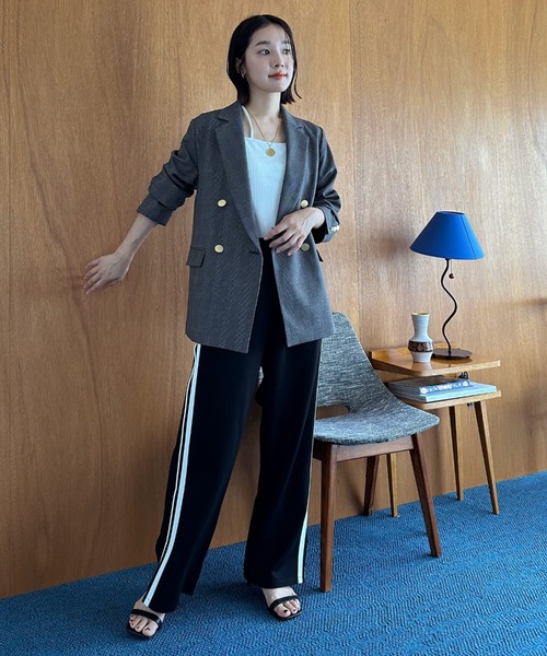 Doux archives（ドゥアルシーヴ）の「サイドラインジャージートラックパンツ（スウェットパンツ・レディース・ブラック/グレー・FREE）」の9枚目の写真