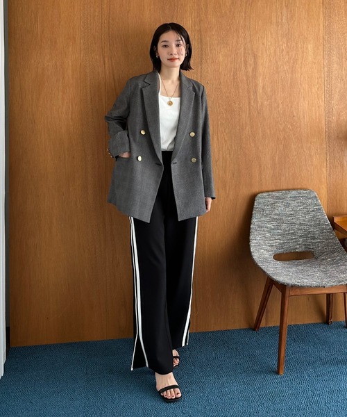 Doux archives（ドゥアルシーヴ）の「サイドラインジャージートラックパンツ（スウェットパンツ・レディース・ブラック/グレー・FREE）」の7枚目の写真