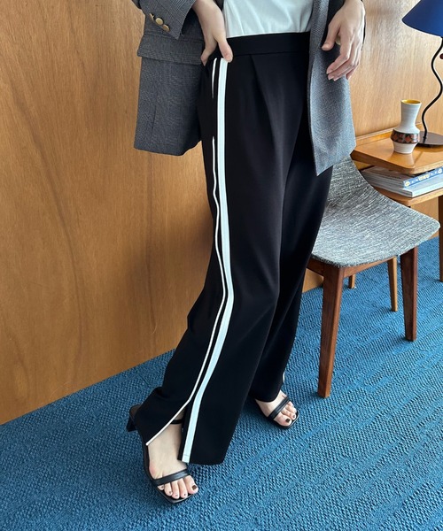 Doux archives（ドゥアルシーヴ）の「サイドラインジャージートラックパンツ（スウェットパンツ・レディース・ブラック/グレー・FREE）」の17枚目の写真