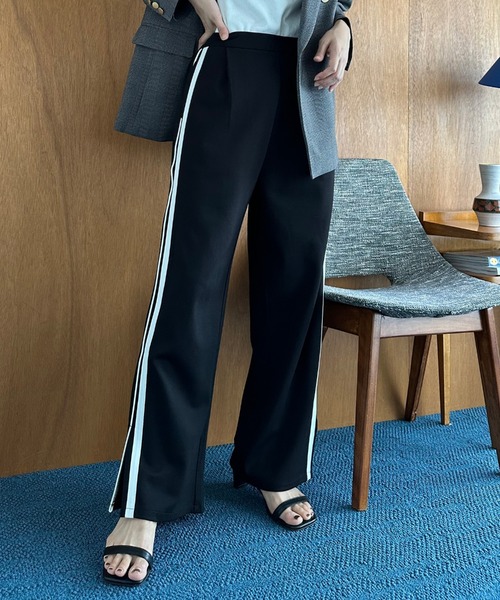 Doux archives（ドゥアルシーヴ）の「サイドラインジャージートラックパンツ（スウェットパンツ・レディース・ブラック/グレー・FREE）」の14枚目の写真