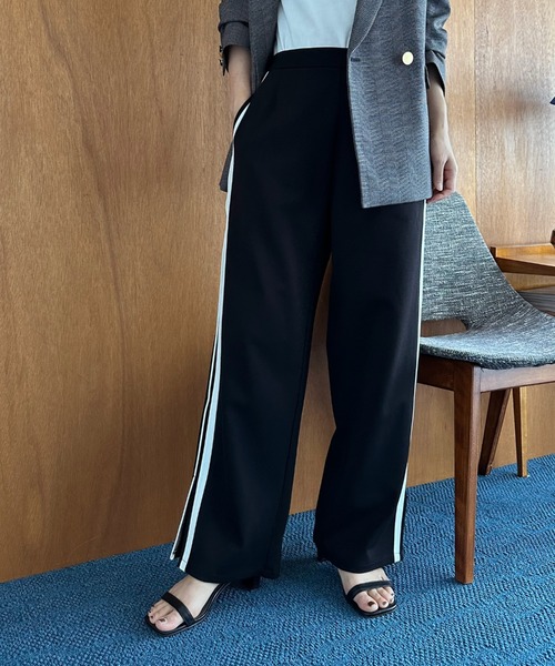 Doux archives（ドゥアルシーヴ）の「サイドラインジャージートラックパンツ（スウェットパンツ・レディース・ブラック/グレー・FREE）」の18枚目の写真