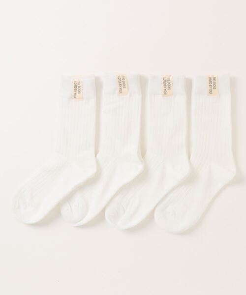 「kakko」(カッコ)の「レディース ラベルソックス 4足セット(ソックス/靴下・レディース・B/D/A/C/E/F・FREE)」の1枚目の写真