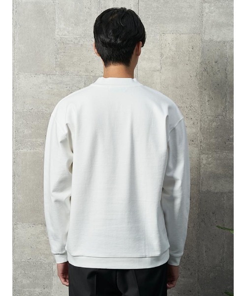 セール】モックネック ロンTシャツ ホワイト/ブラック/ブラウン