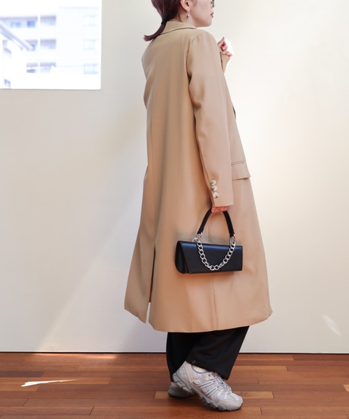 ULEULA（ウルア）の「ベストレイヤードロングテーラードジャケット（テーラードジャケット・レディース・ブラック/ベージュ・FREE）」の16枚目の写真