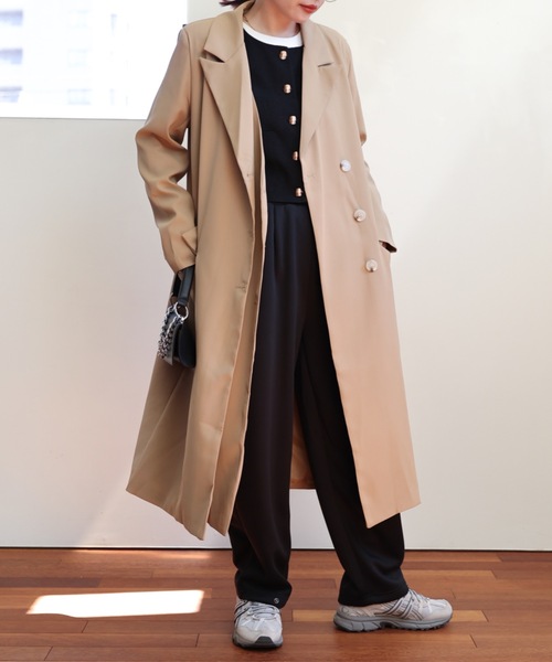 ULEULA（ウルア）の「ベストレイヤードロングテーラードジャケット（テーラードジャケット・レディース・ブラック/ベージュ・FREE）」の13枚目の写真