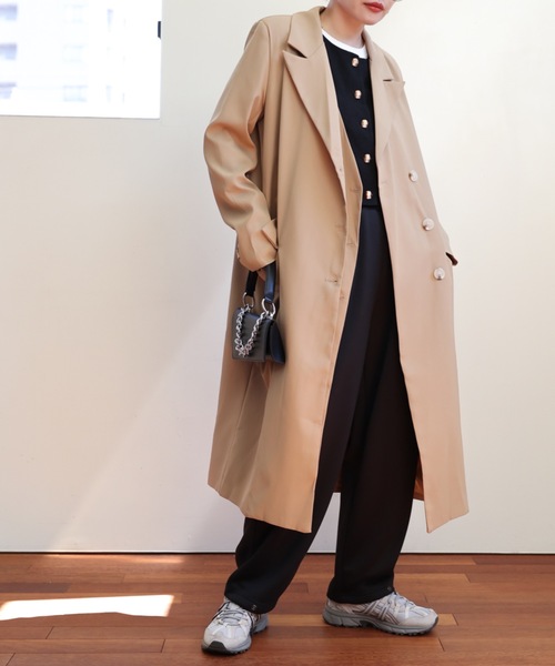 ULEULA（ウルア）の「ベストレイヤードロングテーラードジャケット（テーラードジャケット・レディース・ブラック/ベージュ・FREE）」の14枚目の写真