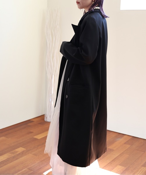 ULEULA（ウルア）の「ベストレイヤードロングテーラードジャケット（テーラードジャケット・レディース・ブラック/ベージュ・FREE）」の4枚目の写真