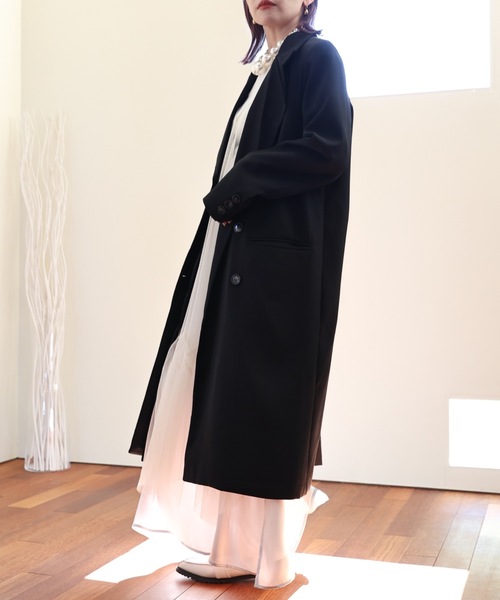 ULEULA（ウルア）の「ベストレイヤードロングテーラードジャケット（テーラードジャケット・レディース・ブラック/ベージュ・FREE）」の9枚目の写真