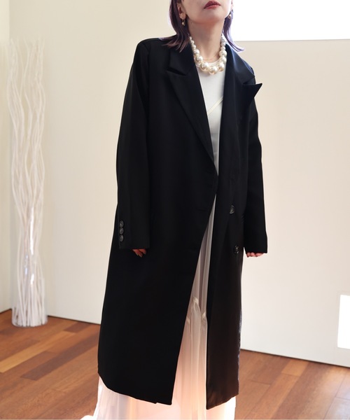 ULEULA（ウルア）の「ベストレイヤードロングテーラードジャケット（テーラードジャケット・レディース・ブラック/ベージュ・FREE）」の3枚目の写真