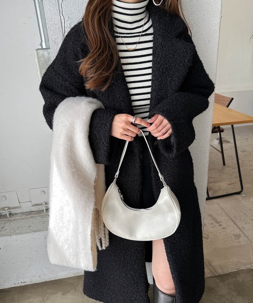 andme（アンドミー）の「フェイクリングウールチェスターコート（チェスターコート・レディース・ブラック/ブラウン/モカ/ライトベージュ・M/L）」の5枚目の写真