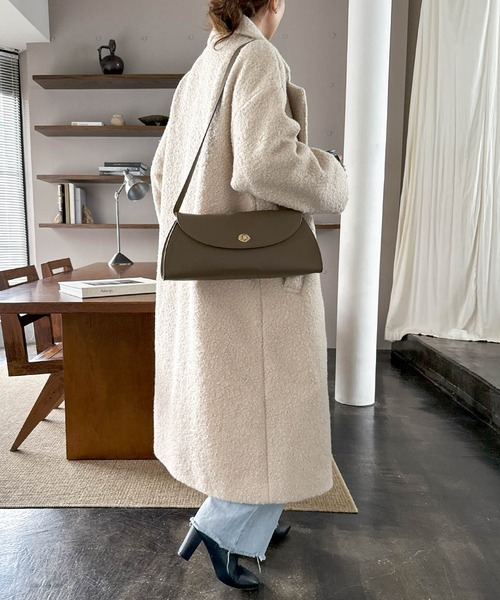 andme（アンドミー）の「フェイクリングウールチェスターコート（チェスターコート・レディース・ブラック/ブラウン/モカ/ライトベージュ・M/L）」の12枚目の写真