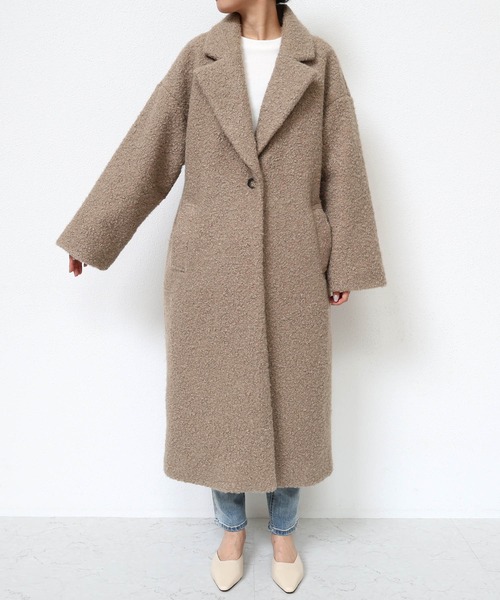 andme（アンドミー）の「フェイクリングウールチェスターコート（チェスターコート・レディース・ブラック/ブラウン/モカ/ライトベージュ・M/L）」の21枚目の写真