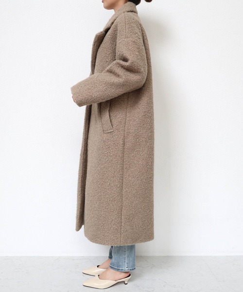 andme（アンドミー）の「フェイクリングウールチェスターコート（チェスターコート・レディース・ブラック/ブラウン/モカ/ライトベージュ・M/L）」の22枚目の写真