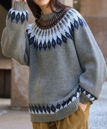 ノルディックWジャガードビッグプルオーバーニット