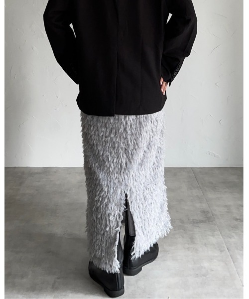 leimn（レイムン）の「フリンジジャガードロングスカート（スカート・レディース・グレー/ブラック・M）」の5枚目の写真