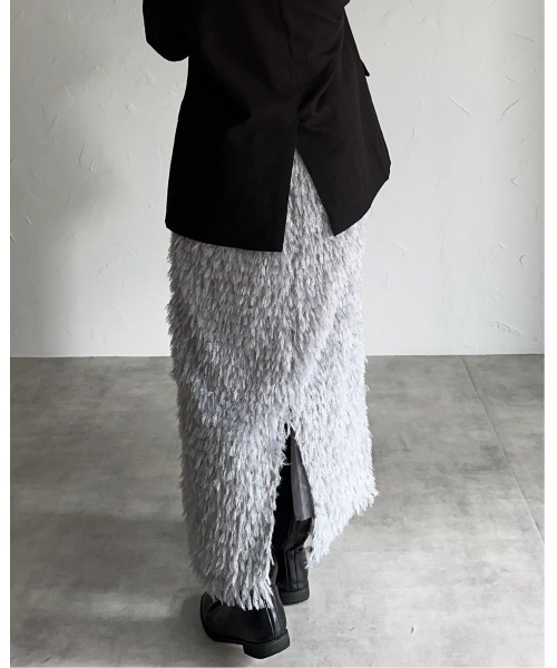 leimn（レイムン）の「フリンジジャガードロングスカート（スカート・レディース・グレー/ブラック・M）」の7枚目の写真