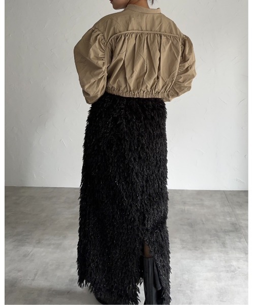 leimn（レイムン）の「フリンジジャガードロングスカート（スカート・レディース・グレー/ブラック・M）」の10枚目の写真