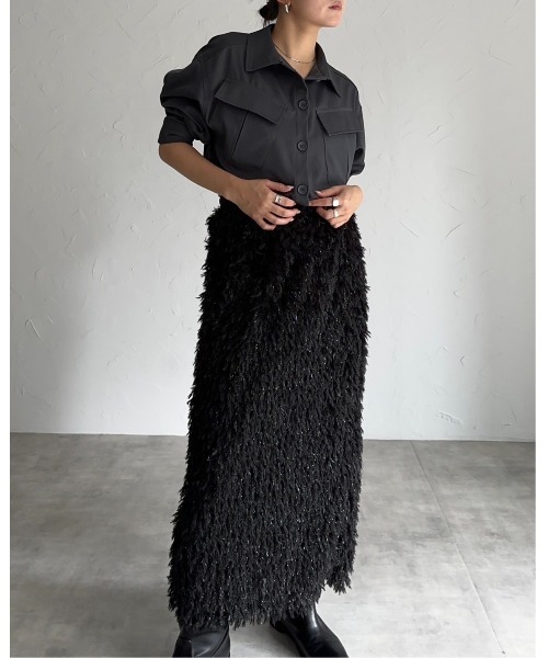 leimn（レイムン）の「フリンジジャガードロングスカート（スカート・レディース・グレー/ブラック・M）」の13枚目の写真