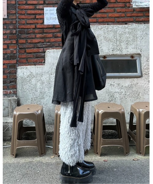 leimn（レイムン）の「フリンジジャガードロングスカート（スカート・レディース・グレー/ブラック・M）」の17枚目の写真