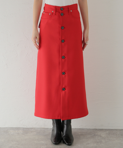 DAIRIKU(ダイリク)の「【DAIRIKU / ダイリク】Long Polyester Skirt(スカート・レディース・レッド・23)」の4枚目の写真