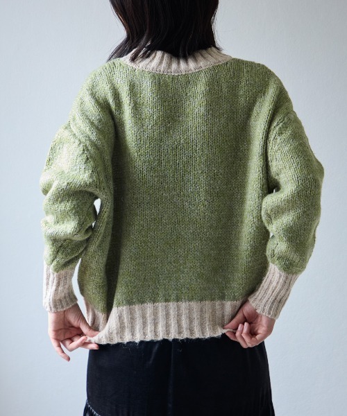 TRIANGLE PALETTE(トライアングルパレット)の「ミックスヤーン配色ニット(ニット/セーター・レディース・ピンク/イエロー/ライトグリーン/ブルー/ベージュ/グレー・FREE)」の4枚目の写真