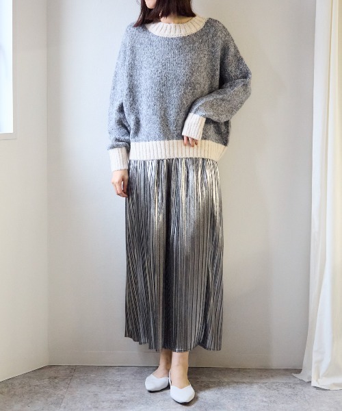 TRIANGLE PALETTE(トライアングルパレット)の「ミックスヤーン配色ニット(ニット/セーター・レディース・ピンク/イエロー/ライトグリーン/ブルー/ベージュ/グレー・FREE)」の18枚目の写真