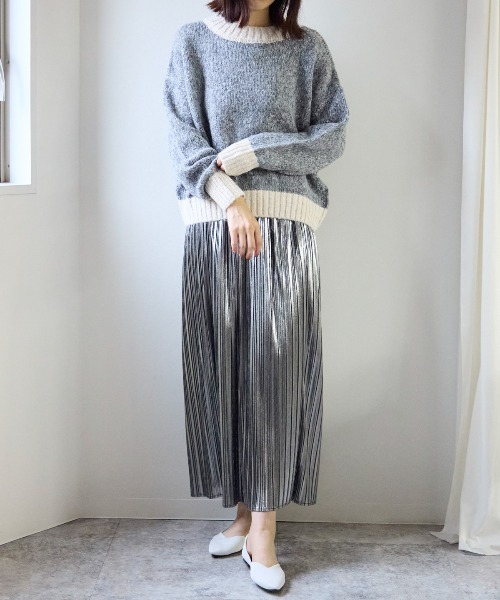 TRIANGLE PALETTE(トライアングルパレット)の「ミックスヤーン配色ニット(ニット/セーター・レディース・ピンク/イエロー/ライトグリーン/ブルー/ベージュ/グレー・FREE)」の19枚目の写真