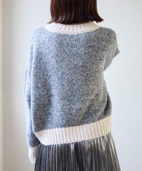 TRIANGLE PALETTE(トライアングルパレット)の「ミックスヤーン配色ニット(ニット/セーター・レディース・ピンク/イエロー/ライトグリーン/ブルー/ベージュ/グレー・FREE)」の15枚目の写真